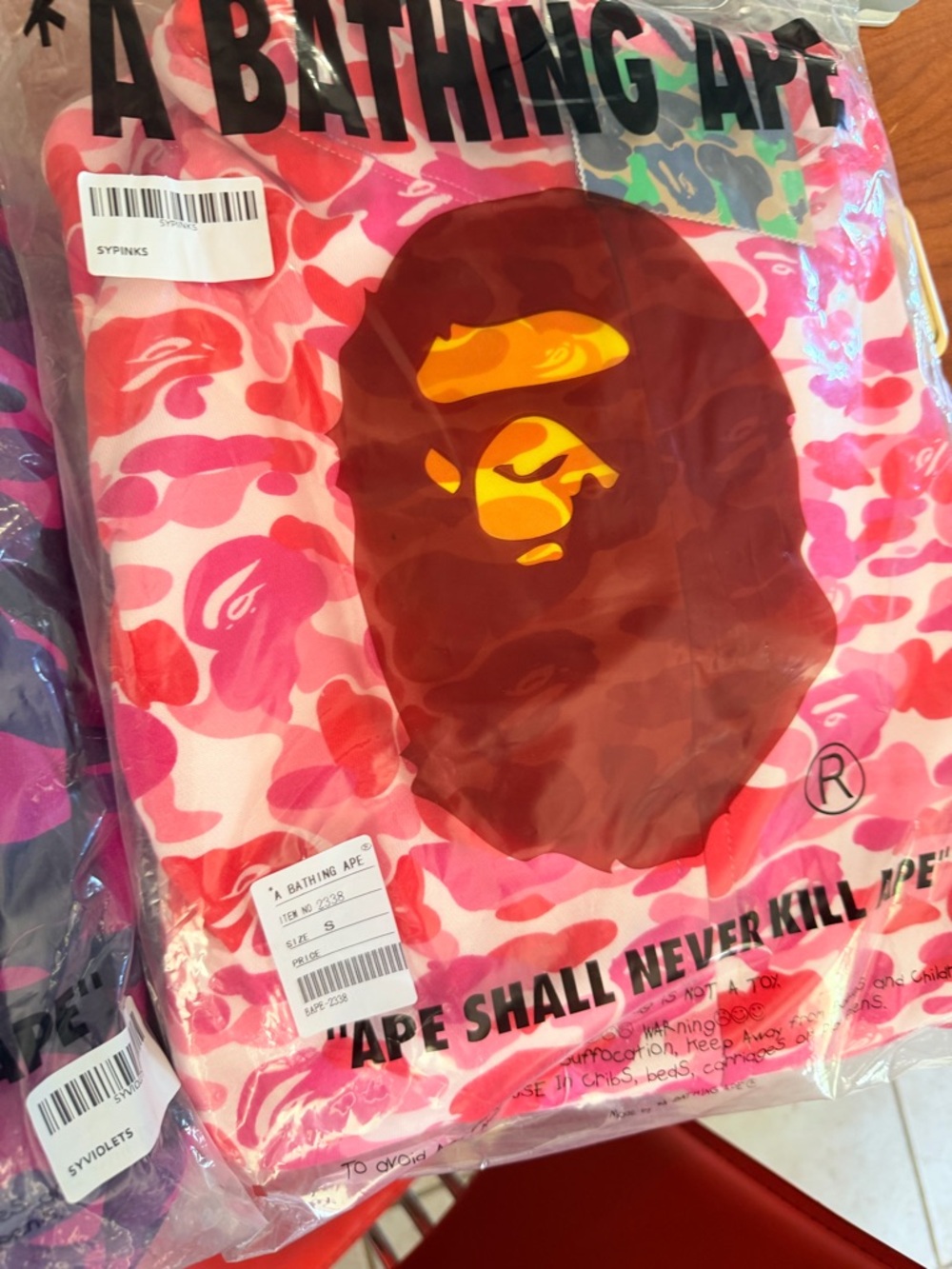 Bape Pink & Red Camo Zip-Up Sweater